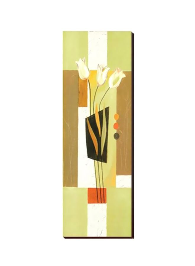 Decorative Wall Painting With Frame Green/Beige 29x99cm