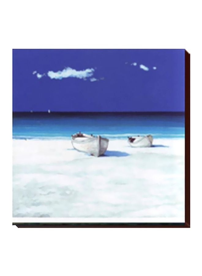 Decorative Wall Painting With Frame Blue/White 34x34cm