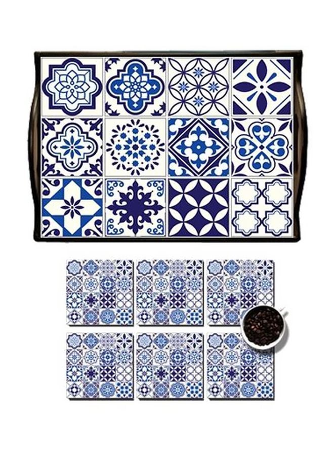 PHOTOBLOCK - Coaster With Serving Tray White/Blue - Image 1