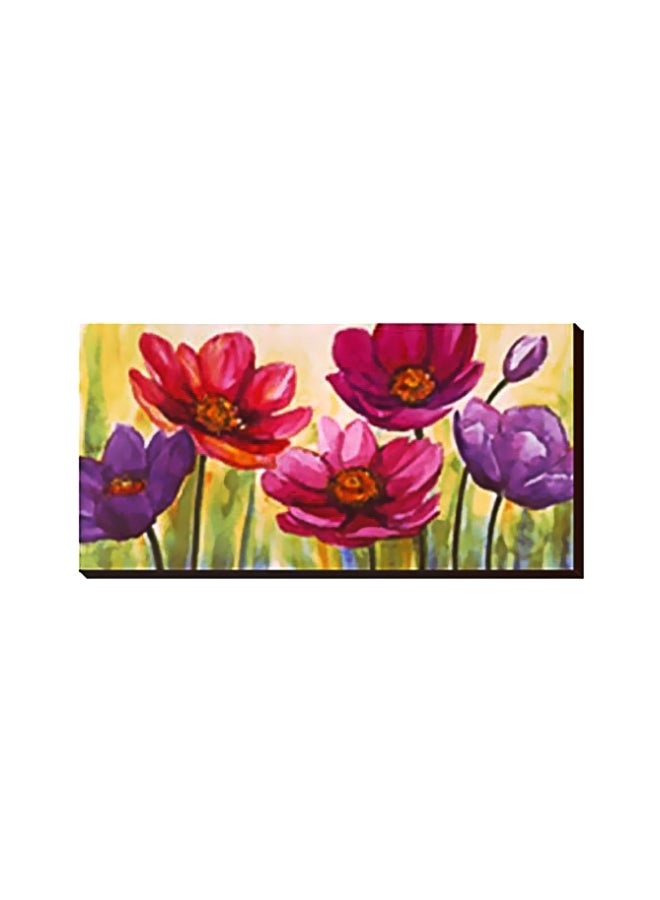 لوحة جدارية لتزيين الحائط مع إطار وردي/ أرجواني / أخضر 54x18سم