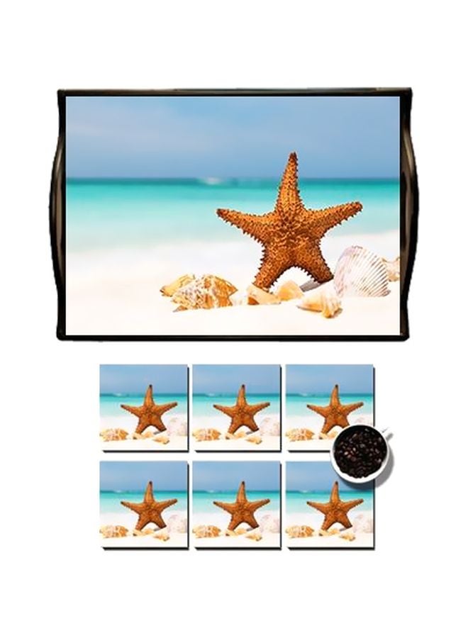 طقم حاملة أكواب للزينة مع طقم صواني، 6 قطع متعدد الألوان