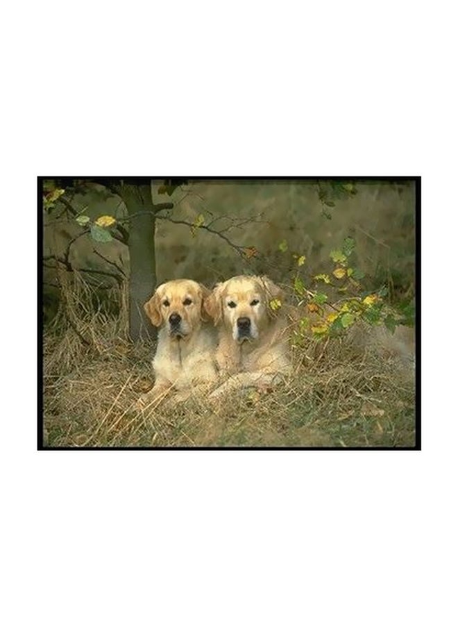 Decorative Wall Poster Green/Brown/Beige 24x18cm