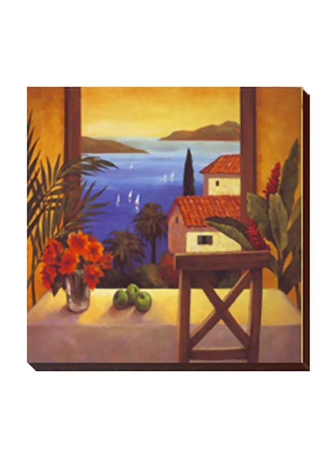Photo Block Decorative Wall Painting With Frame Blue/White/Red 24x24cm 