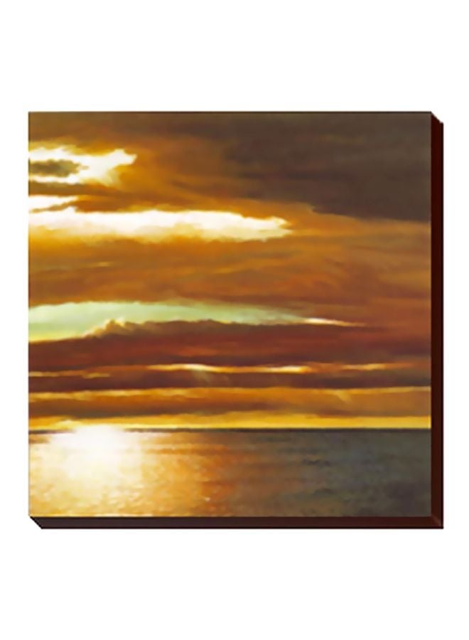 Photo Block Decorative Wall Painting With Frame Yellow/White 34x34cm 