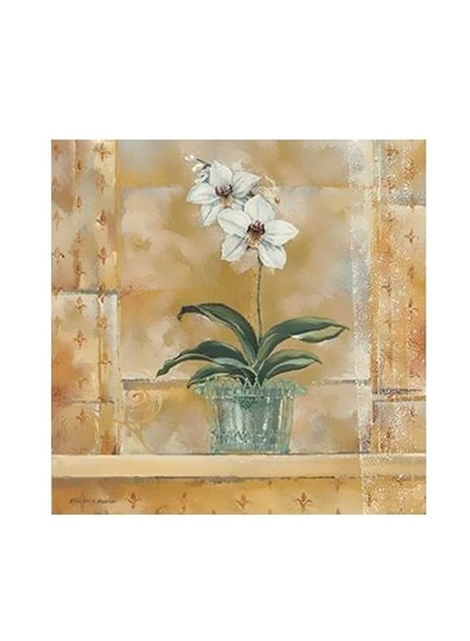 ستيكر فني لتزيين الحائط مع إطار أبيض/بيج/أخضر 32x32سم