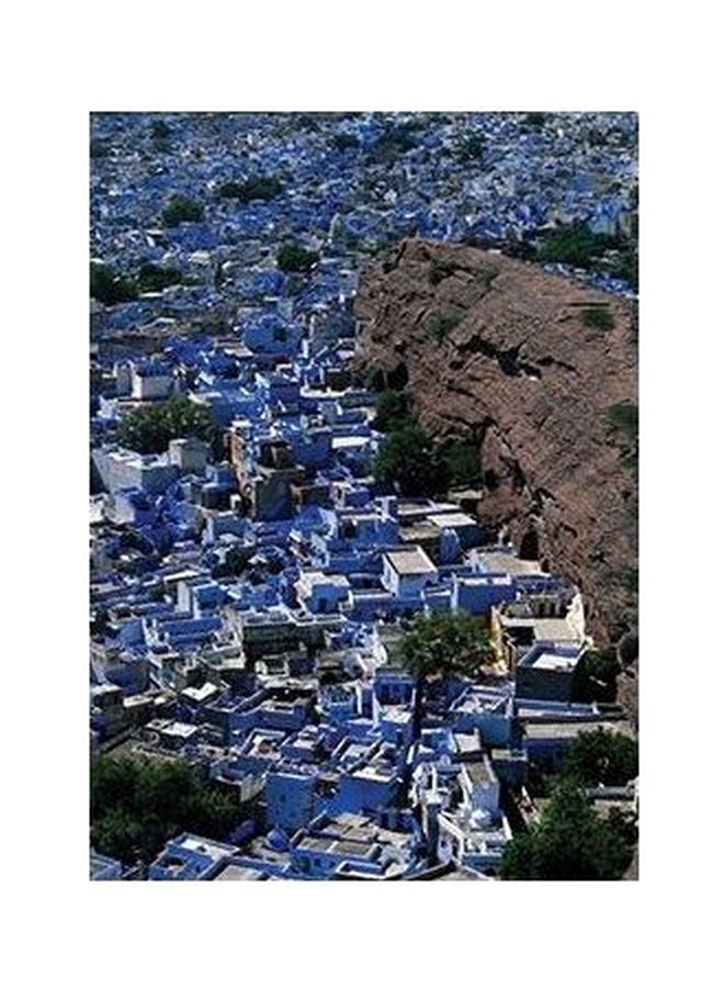 بوستر حائط للتزيين أزرق / بني / أبيض 24x18سم