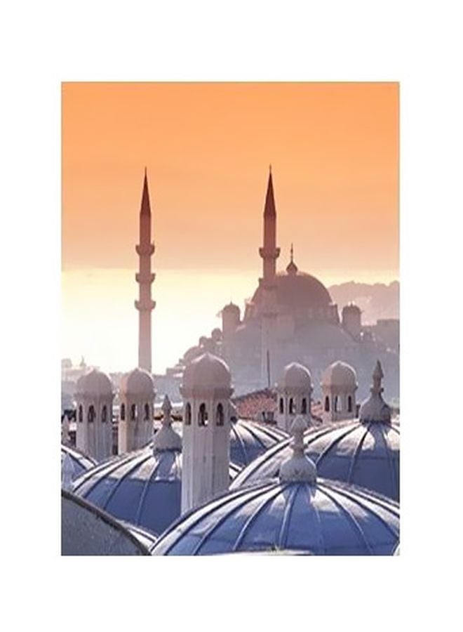 Decorative Wall Poster Blue/Beige/White 24x18cm