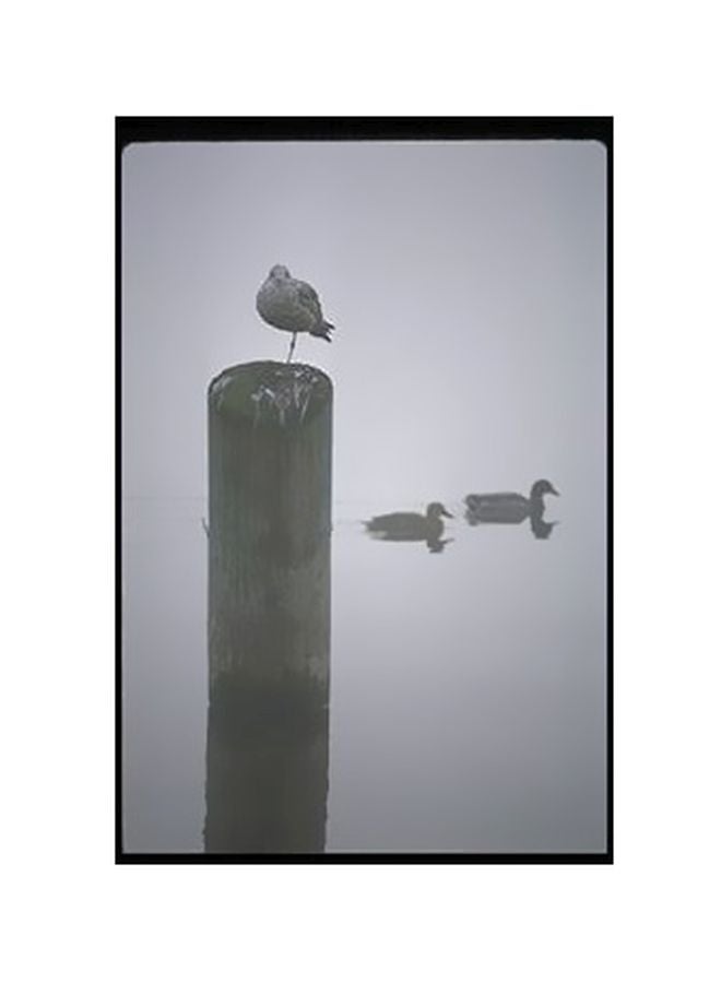 Decorative Wall Poster White/Grey 24x18cm