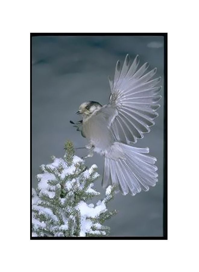 Decorative Wall Poster Grey/White/Green 24x18cm