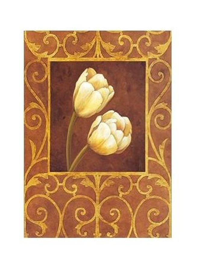 بوستر حائط للتزيين أصفر/ بني/أبيض 24x18سم