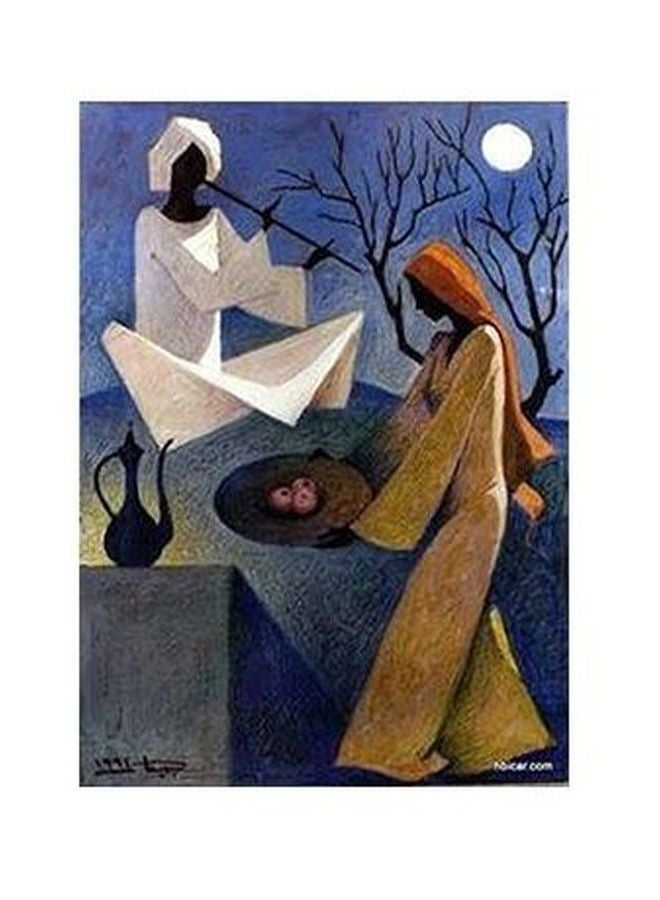 بوستر حائط للتزيين أزرق / بني / أبيض 24 ×18سم