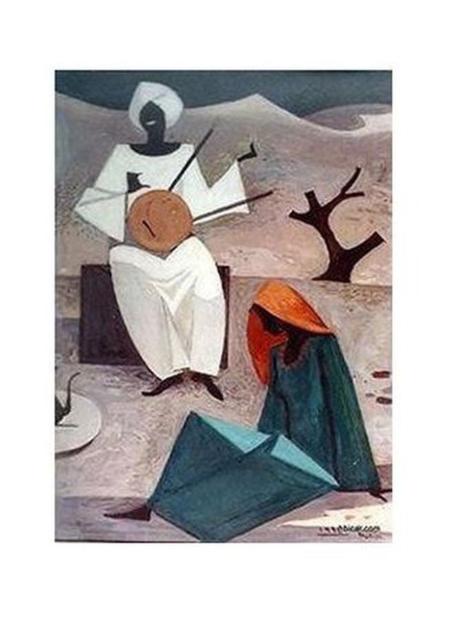 بوستر جداري مطبوع للتزيين أزرق/أبيض/رمادي 24×18سم