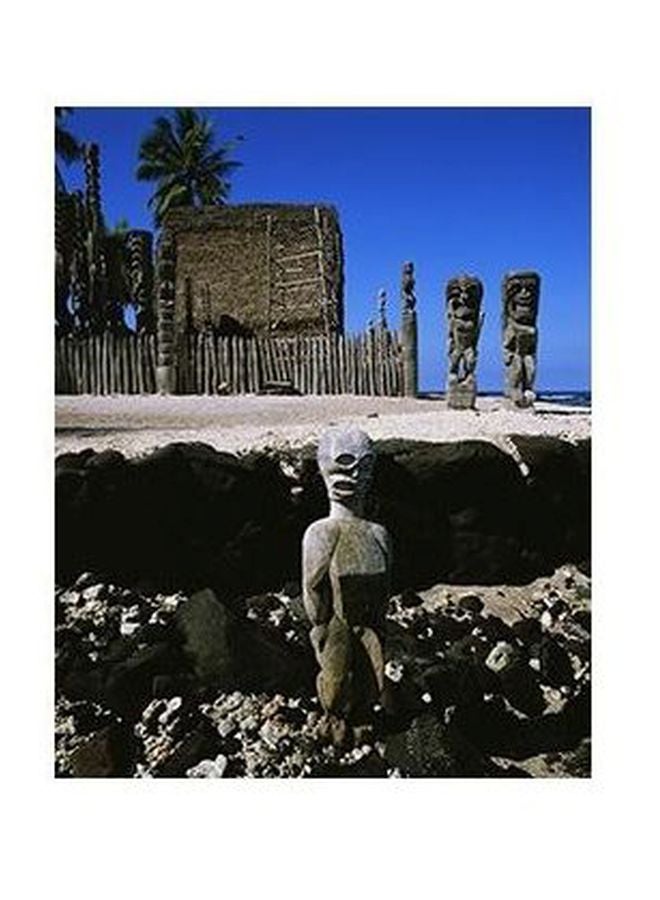 PHOTOBLOCK Decorative Wall Poster Black/Blue/Beige 24x18cm