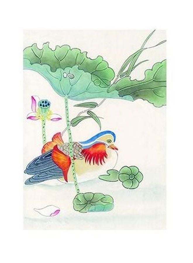 Decorative Wall Poster Green/Beige/Red 24x18cm