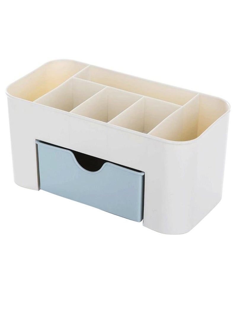 Simple Elegant Desktop Makeup Organizer Beige/Blue - Image 1