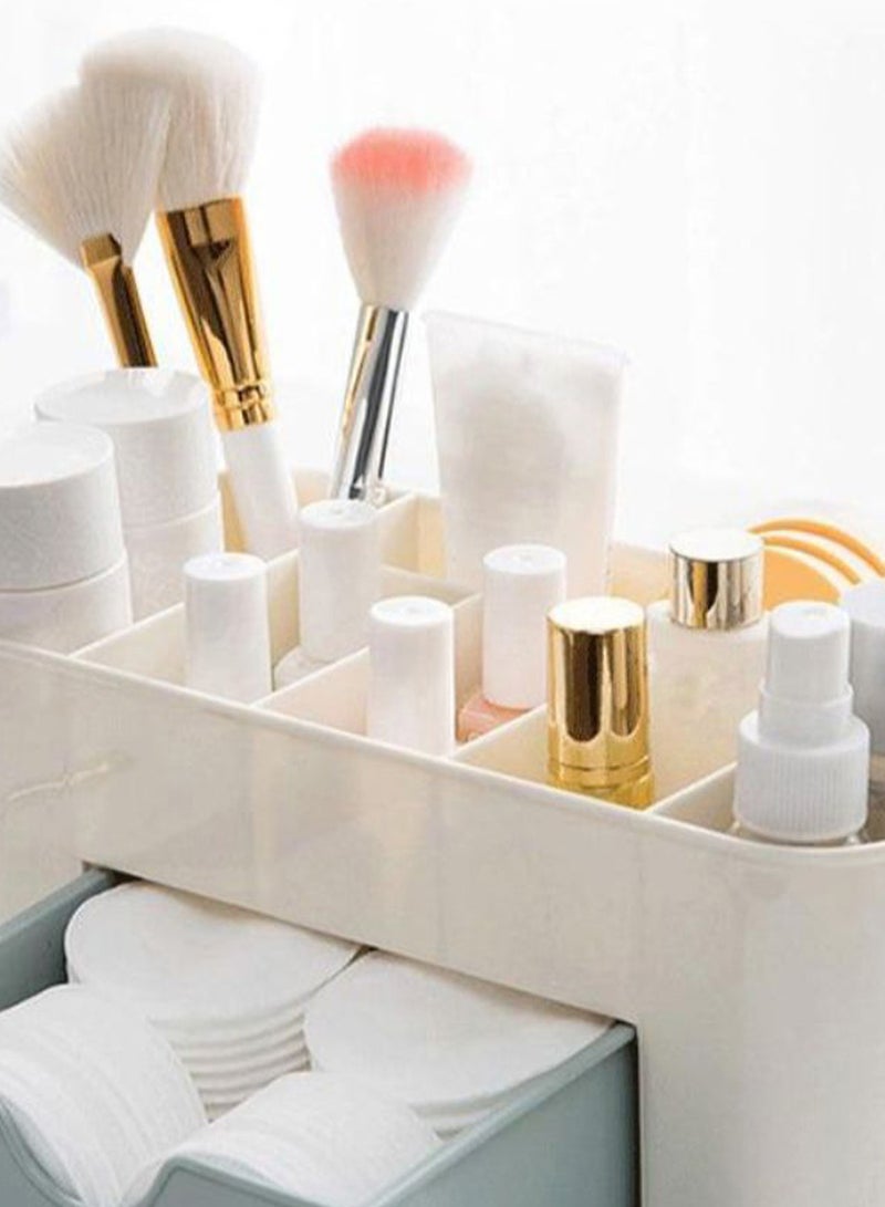 Simple Elegant Desktop Makeup Organizer Beige/Blue - Image 2