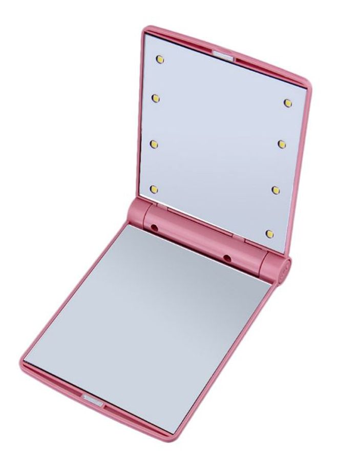 مرآة مستحضرات تجميل محمولة ومريحة مزوَّدة بمصباح LED وردي - Image 1