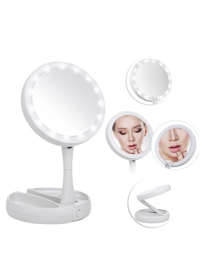 مرآة مكياج مكبرة ذات مصباح LED قابلة للتعديل أبيض - Image 2