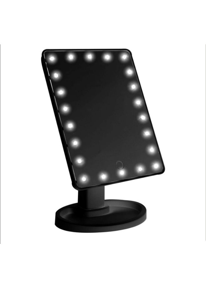 مرآة مستحضرات تجميل LED لأسطح المكاتب بشاشة لمس أسود