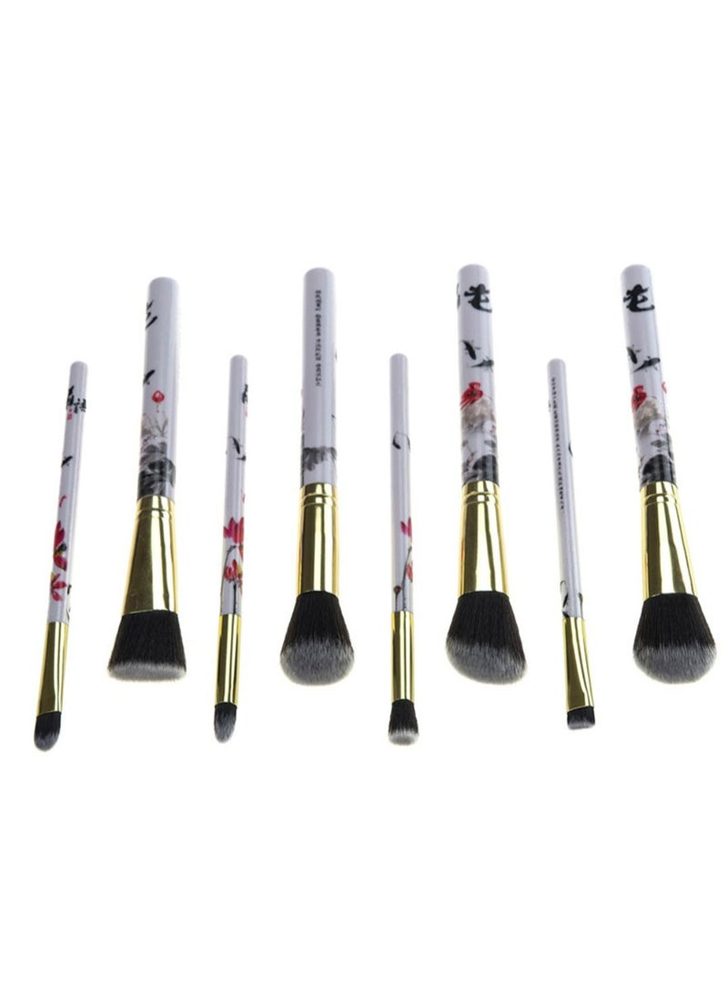 طقم فرش مكياج بتصميم كلاسيكي من 8 قطع متعدد الألوان - Image 2