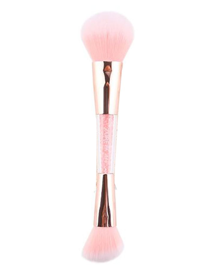 Zoreya - 2-In-1 Double-Head Makeup Brush Pink/Gold - Image 1