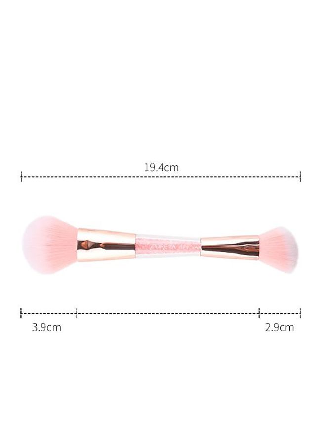 Zoreya - 2-In-1 Double-Head Makeup Brush Pink/Gold - Image 1