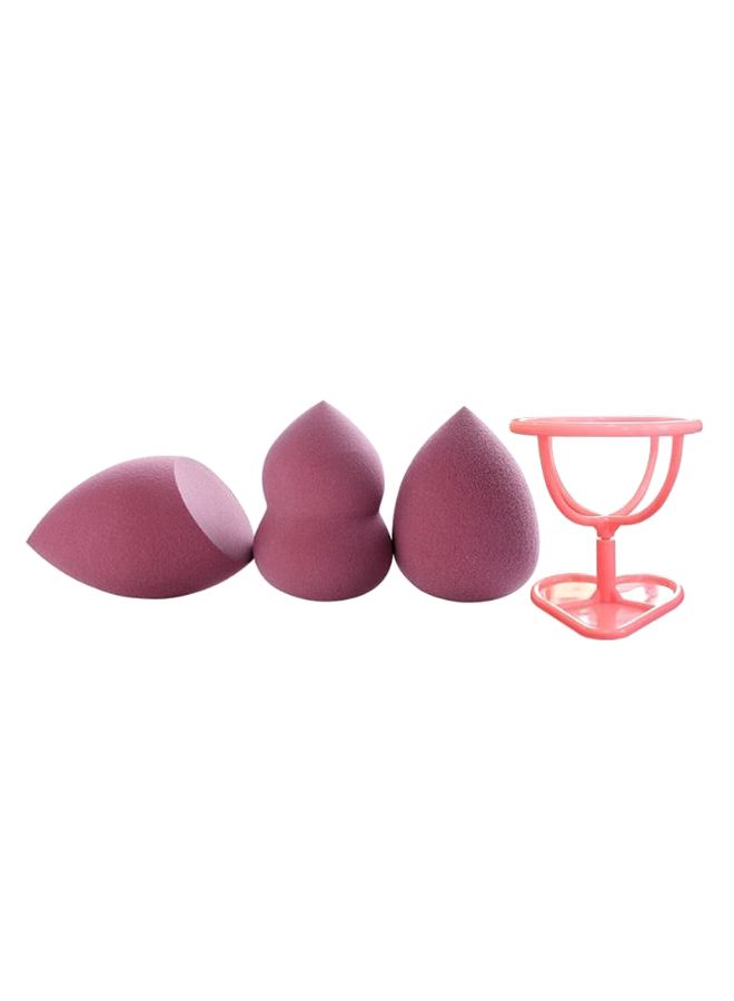Generic 3-Piece Dual-Use Makeup Sponge With Holder Brown - Image 1