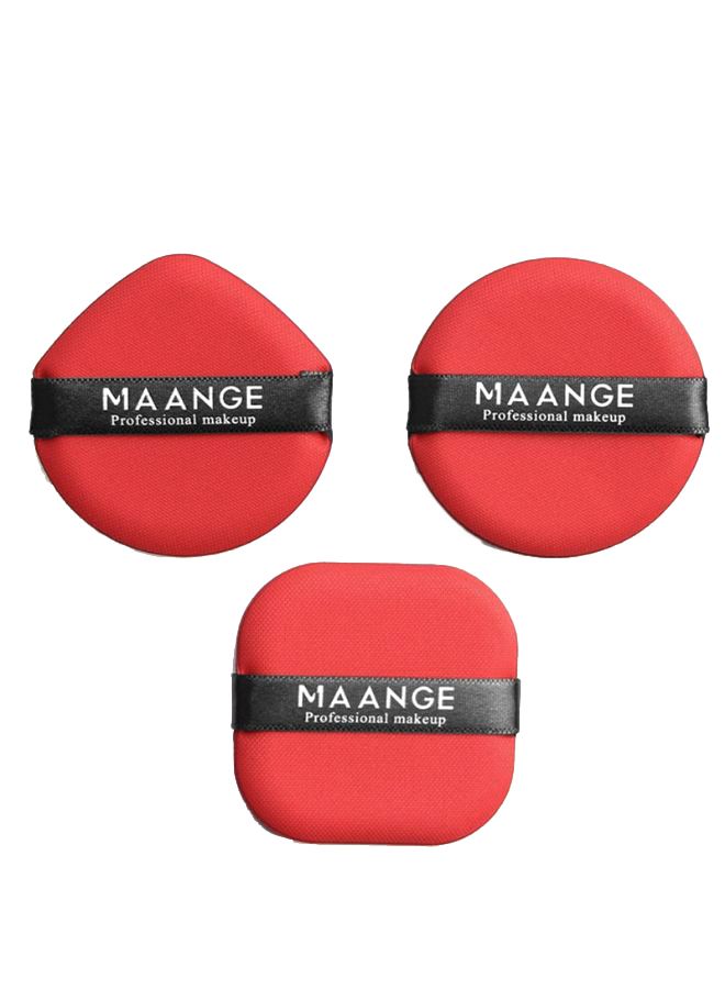 طقم مكون من 3 قطع إسفنجات وسائد هوائية لمستحضرات التجميل أحمر - Image 2