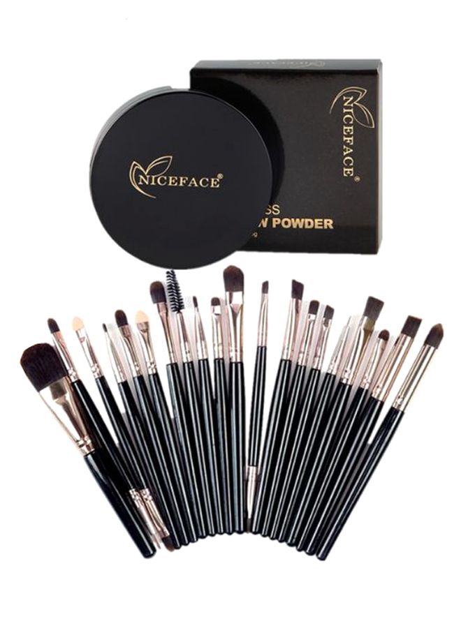 NICEFACE 20-Piece Professional Make-Up Brush Set With Concealer Powder Multicolour - Image 1