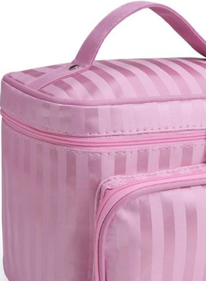 Waterproof Striped Travel Makeup Bag Pink - Image 2