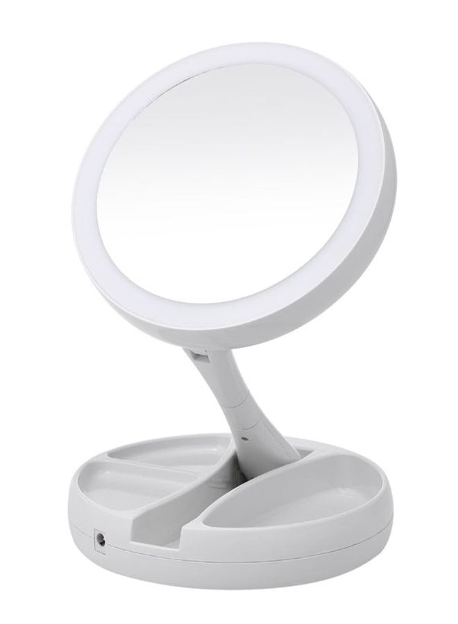 Tri-Fold LED Lighted Stand Desk Mirror White/Clear