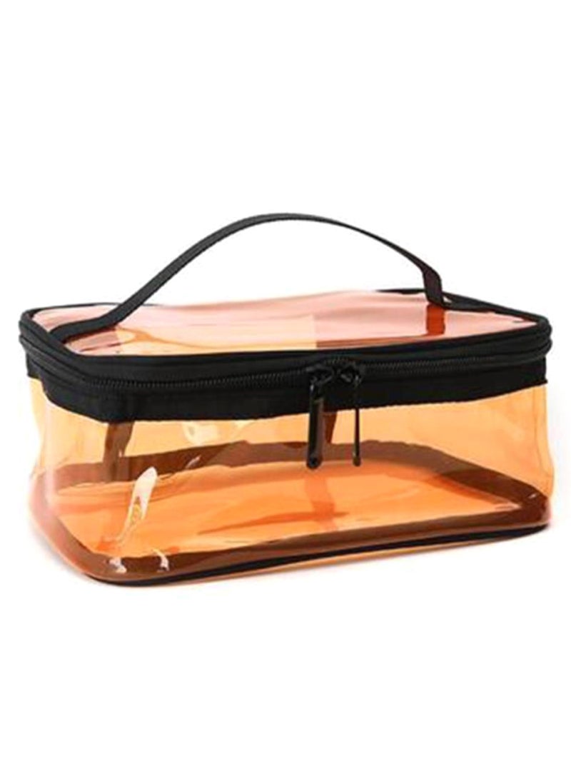 Portable Marble Grain Pattern Cosmetics Makeup Bag Orange/Black - Image 1