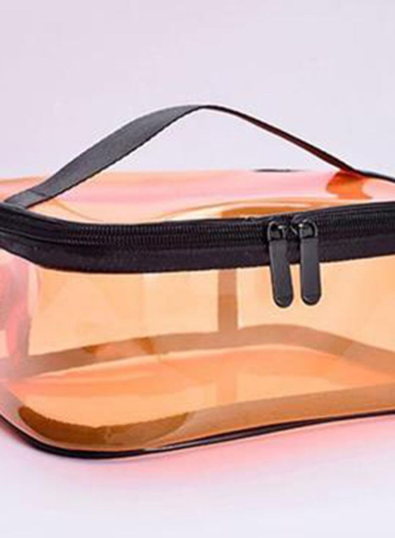 Portable Marble Grain Pattern Cosmetics Makeup Bag Orange/Black - Image 2
