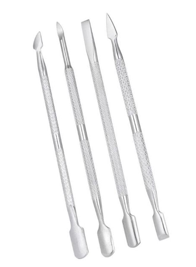 Generic 4-Piece Double-Ended Nail Cuticle Pusher Set Silver