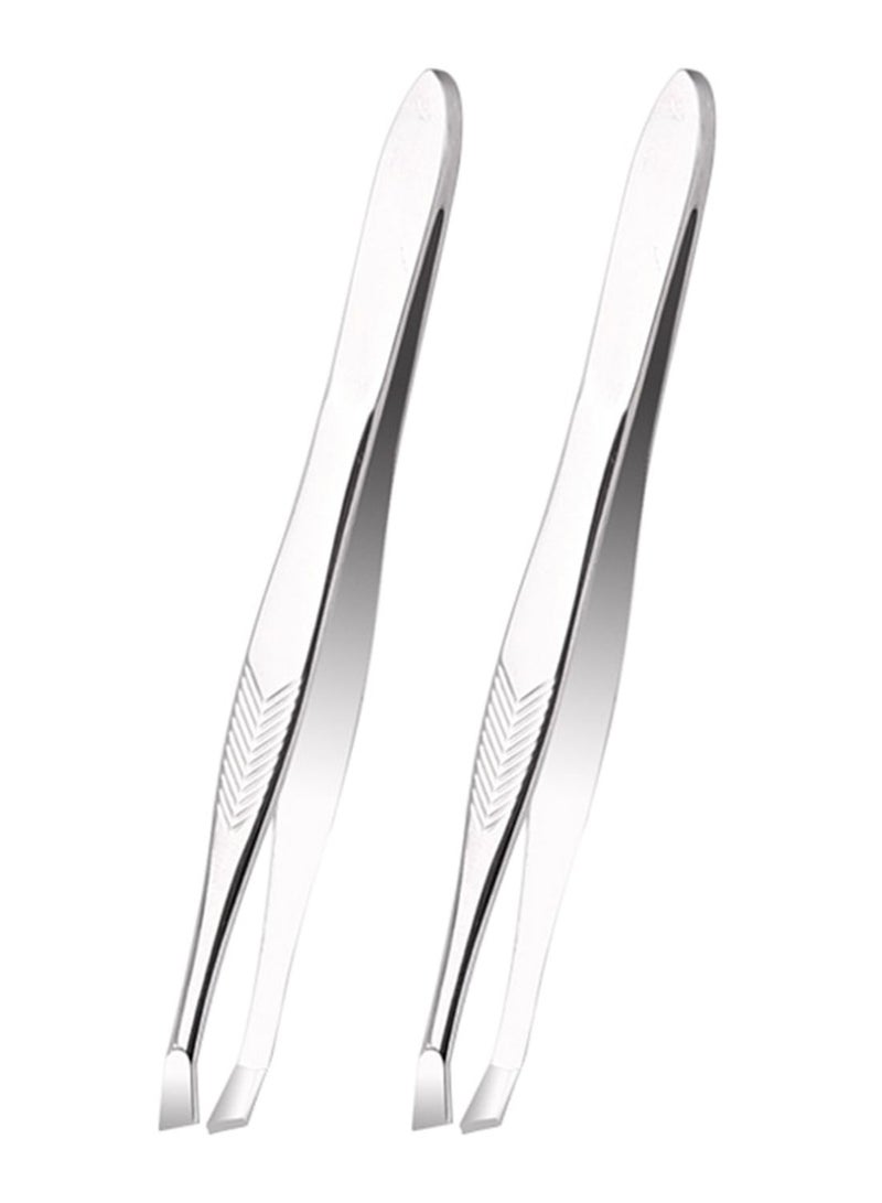 2-Piece Eyebrow Threading Tweezer Set Silver - Image 1