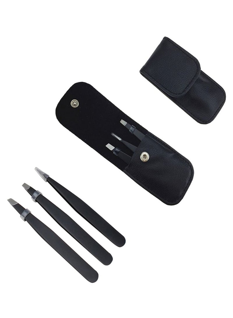 مجموعة ملقاط للحواجب مكونة من 3 قطع أسود - Image 1