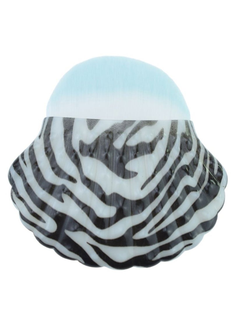 فرشاة مكياج ناعمة لتوزيع كريم الأساس على شكل صدفة مخططة متعدد الألوان - Image 1