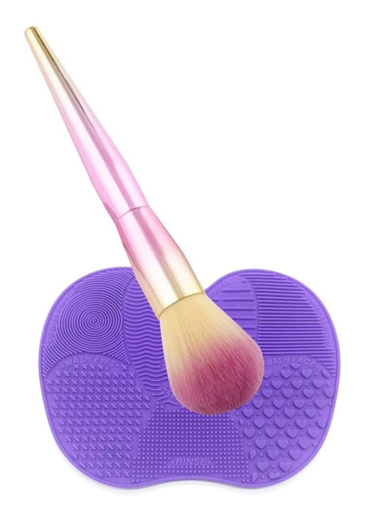 قطعتان من فرشاة البودرة بتصميم حرف U مع لوحة تنظيف الفرش من السيليكا متعدد الألوان - Image 1