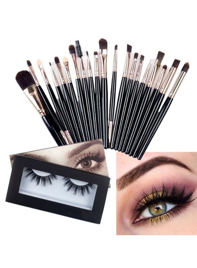 20-Piece Fiber Hair Makeup Brush Set Black/Rose Gold - Image 2