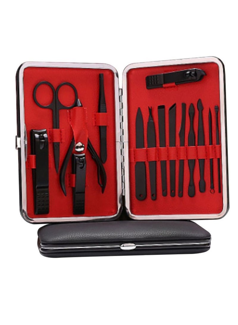 Generic 15-Piece Manicure Pedicure Set Red/Black/Silver  - Image 1