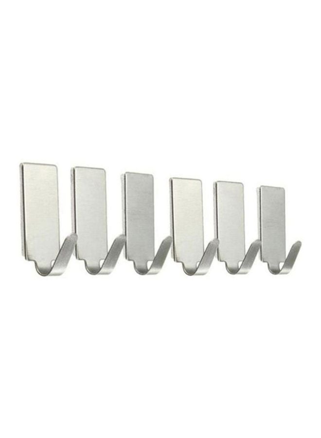 6-Piece Self Adhesive Hook Silver 17x10x2centimeter - Image 1