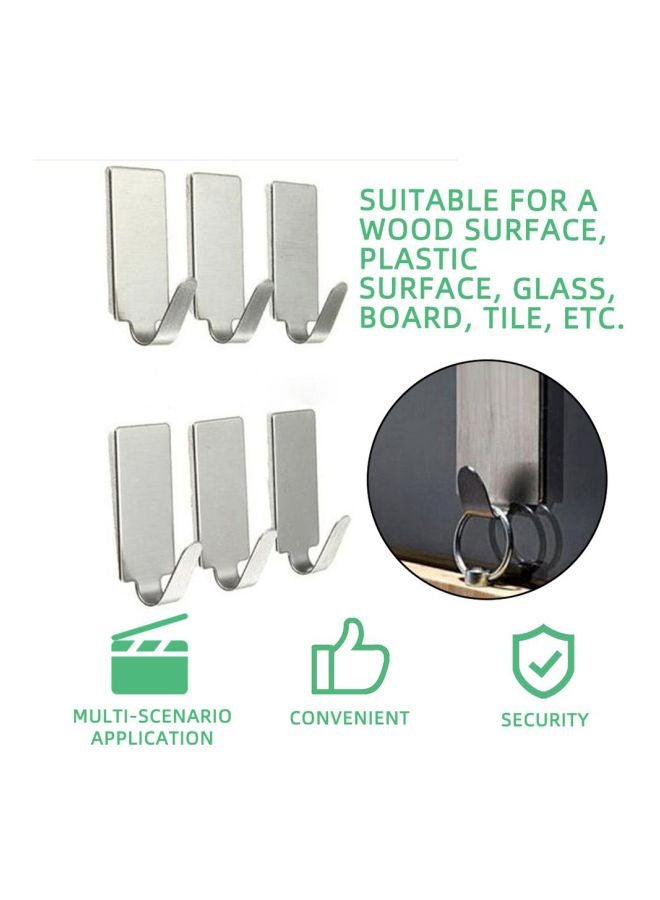 6-Piece Self Adhesive Hook Silver 17x10x2centimeter - Image 4