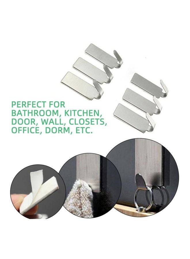 6-Piece Self Adhesive Hook Silver 17x10x2centimeter - Image 3
