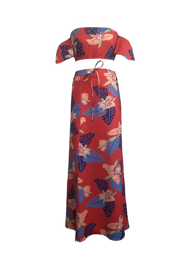 Print Tube Top Suit Red  - Image 1