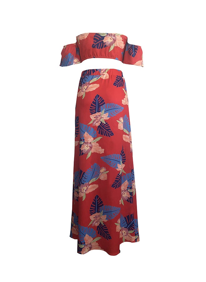 Print Tube Top Suit Red  - Image 3