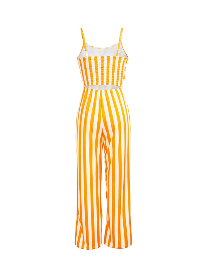 Striped Bandeau Straps Wide Leg Jumpsuit Yellow  - Image 3