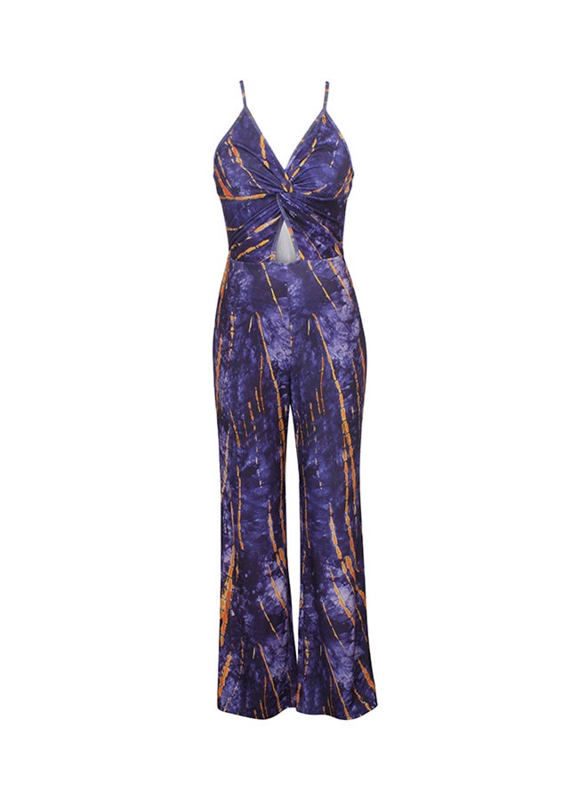 Fashion Sling V-Neck Jumpsuit Purple  - Image 1