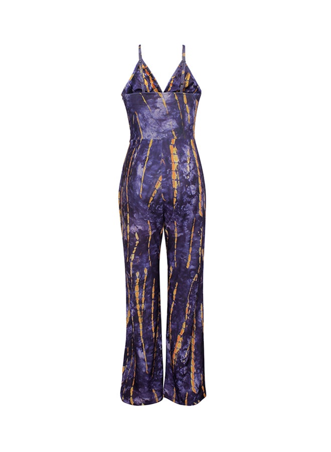 Fashion Sling V-Neck Jumpsuit Purple  - Image 3