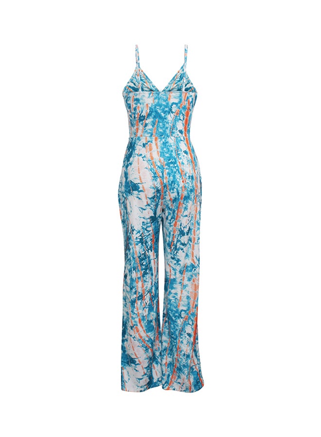 Generic - Fashion Sling V-Neck Jumpsuit Light Blue - Image 1