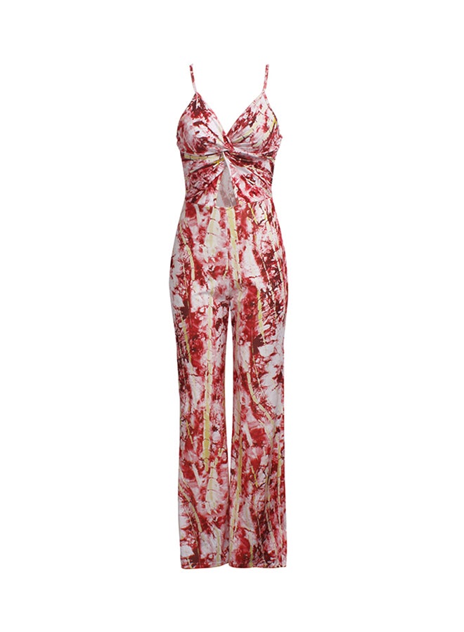 Fashion Sling V-Neck Jumpsuit Pink  - Image 1